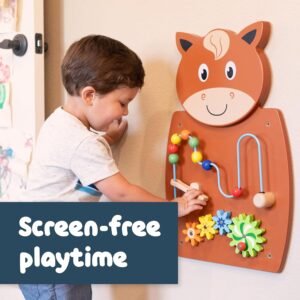 SPARK & WOW Learning Advantage Horse Activity Wall Panel - Toddler Activity Center - Wall-Mounted Toy for Kids Aged 18M+ - Decor for Bedrooms and Play Areas